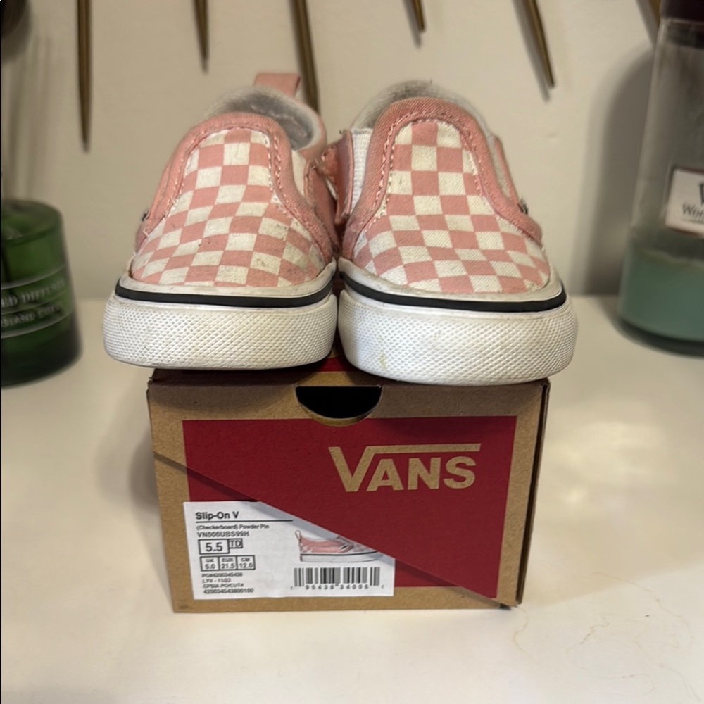 Vans Pink and White Checkerboard Sneakers